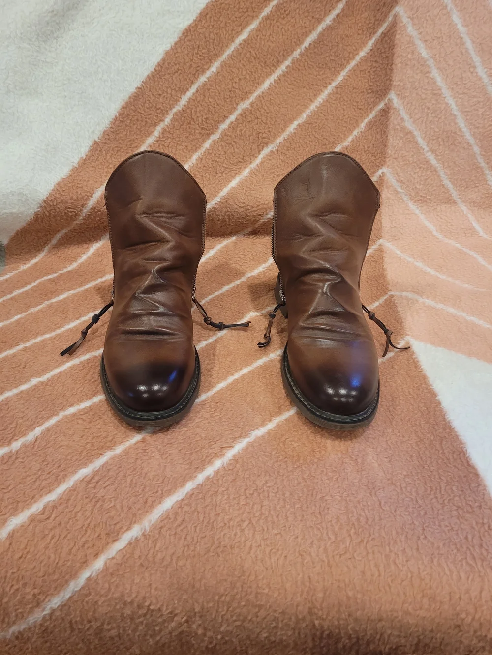 Marc Rivage Unisex Brown Leather Zip Chelsea Boots
